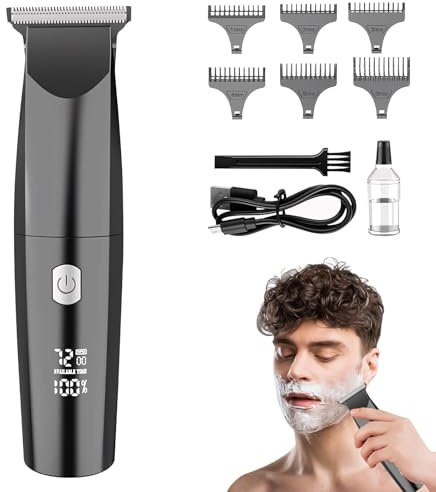 Haarschneidemaschine Profi, Barttrimmer Herren, Bartschneider Herren Elektrisch, Langhaarschneider Rasierer Bart Trimmer, Haarschneider Akku Kabellos mit LED-Anzeige, Haartrimmer für Haare Bart (B)