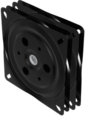 HOUDERCO 2 Stück Sitzsockel aus Eisen Schwarz mit Kugellager Drehmechanismus für Möbel Praktische Drehplatte als Stuhlzubehör für Tv Stand und Drehstuhl