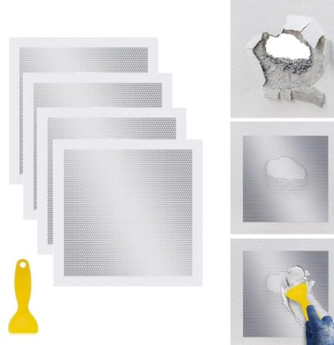 Eiswayla 4 Stück Wandreparatur-Patches 34 x 34 cm Selbstklebend – Glasfaser Drywall Reparaturset für Löcher, Risse & Decken – Gipskarton Wandflicken für schnelle DIY Wandreparatur