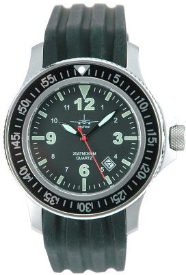 SkyTimer Herrenarmbanduhr 503305004 - Taucheruhr, 20 bar, Kautschukband, Zifferblatt schwarz