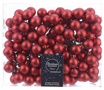 Glaskugeln auf Draht, Ø 25 mm, 144 Stück in der Box, Farbe: weihnachtsrot matt