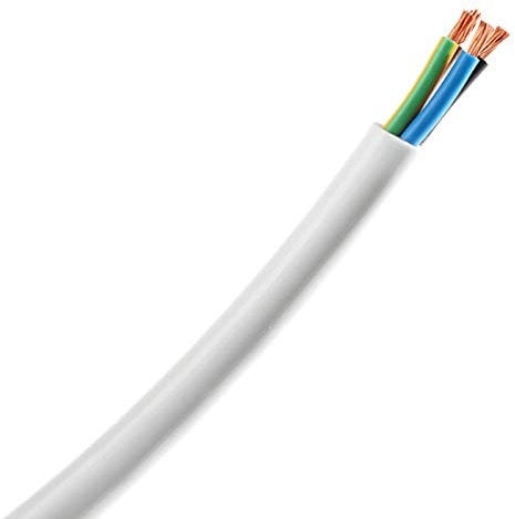 5 Meters of White 2.5mm 24 Amp 3093Y 3 Core Heat Resistant Flexible Cable