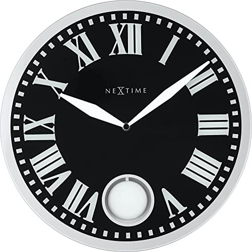 Nextime Wanduhr - 43 x 4.2 cm - Glas - Schwarz - 'Romana'