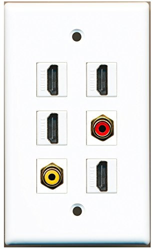 RiteAV Wandplatte mit 4 HDMI-Anschlüssen, 1 RCA-Anschluss, Rot