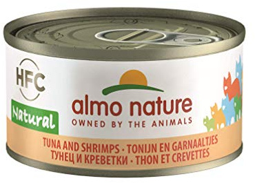 Almo Nature HFC Natural - Wet Cat Food for Adult Cats - Tuna and Shrimps - Human Grade, Gluten Free - 70g, Pack of 24