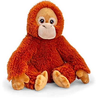 Keeleco SE6116 Plüschtier Orang-Utan, ca. 25 cm, aus recycelten Materialien, Augen aufgestickt aus Baumwolle