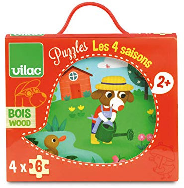 Vilac Vier Jahreszeiten Set 4 Puzzles 6 Teile, Mehrfarbig (2641)