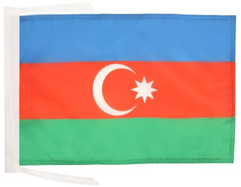 AZ FLAG - Flagge Aserbaidschan - 45x30 cm Mit Kordel - Aserbaidschanische Fahne 30 x 45 Cm - Flaggen