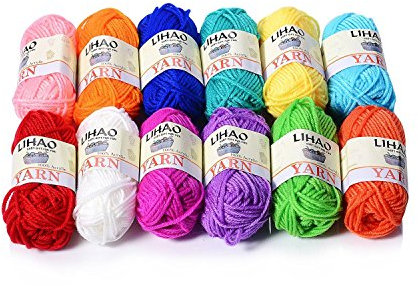 LIHAO 12 Knäuel Mini-Garn zum Stricken Häkeln Basteln - 100% Acryl