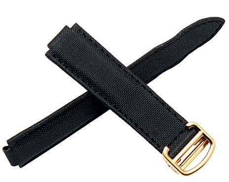 Richie strap Ersatzarmband aus Segeltuch und Leder, 18 mm/20 mm, passend für Cartier Ballon Bleu (Schnalle), Goldene Schnalle, 20 mm, Armband