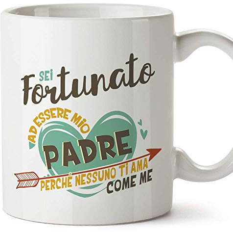 Mugffins Tazza papà (Miglior Padre del Mondo) - Sei Fortunato ad Essere Mio Padre - Idee Regali Originali Festa del papà