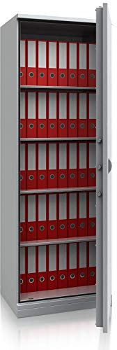 SafeHero Feuerschutz-Stahlbüroschrank Secureo Condor Basic 2 | für 40 DIN A4-Ordner | Schlüsselschloss | Feuerschutzisolierung nach DIN 4102 | H1950xB670xT500
