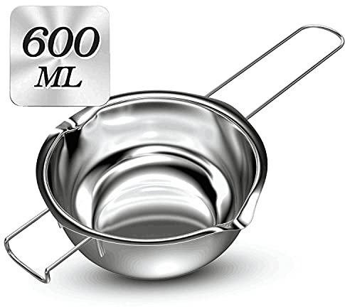 Double Boiler for Candle Making, 600mL Double Boiler 304(18/8)Stainless Steel Universal Melting Chocolate Pot Large Insert Baking Tools, Pot for Butter Chocolate Cheese Caramel (600mL)