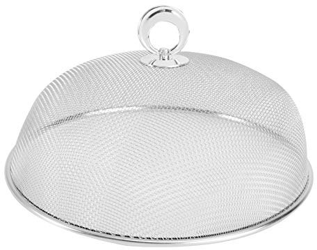 Fliegenhaube Edelstahl Abdeckhaube Runde Lebensmittel Abdeckung Zelt Obsthaube Fliegen Schutz für Picknicks Camping Grill Partys Buffets 24CM Silber