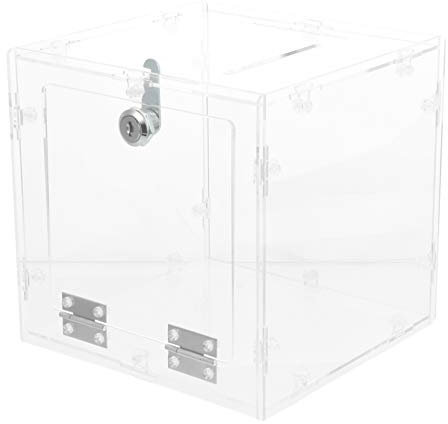 MILISTEN Losbox mit Schloss Kunststoff Durchsichtig Aktionsbox Spendenbox Gewinnspielbox Einwurfbox für Visitenkarten Vorschläge Tickets Abstimmung 20X15x20cm