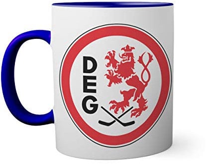 Ice Hockey Team Dusseldorf EC DEG Eishockey Tasse innen und am Henkel dunkelblau außen weiß 330ml