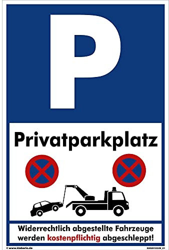 Kleberio® Schild Kunststoff - Privatparkplatz - Privat bitte freihalten Parken verboten Schild Privatgrundstück Einfahrt freihalten Schilder Ausfahrt freihalten Privat Parkplatzschilder 20 x 30 cm