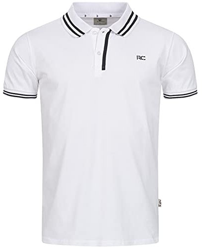 Rock Creek Herren Polo T-Shirts Basic Shirt Kurzarm Poloshirt Polohemd Slim Fit Sommer Shirts Männer T Shirt Top Polokragen H-283 Weiß-Schwarz 2XL