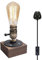 Luxvista E27 Vintage Wooden Table Lamp Base, Industrial Edison Desk Lamp Holder with UK Plug, Rustic Bedside Desk Lamps for Cafe Bar Bedroom Living Dining Room Decoration (Bulb Not Included)