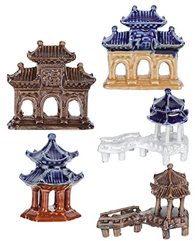 YARNOW 5 Stücke Mini Pagode Statue Asiatische Pagode Ornamente Garten Skulpturen für Gartendeko Micro Landschaft Feengarten Aquarium Sukkulenten Bonsai Zubehör