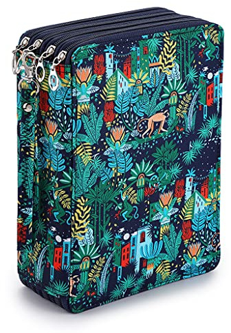 SUMTree Trousse à Crayons 200 Slots en Polyester, Motif de forêt | portable, étui à Crayons Grande capacité, Sac de crayons pour amateur ou dessinateur