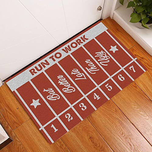NA Fussmatte Aussen Haustür Running Track Better Late Than Ugly Fußmatte Welcome Mat Home Decor Lustige Fußmatte Geschenkidee Schlafzimmer deko Wohnzimmer