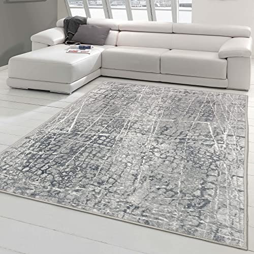 Teppich-Traum moderner Designerteppich mit dezenten Farben abstrakt Gemustert in grau, Größe 240 x 340 cm