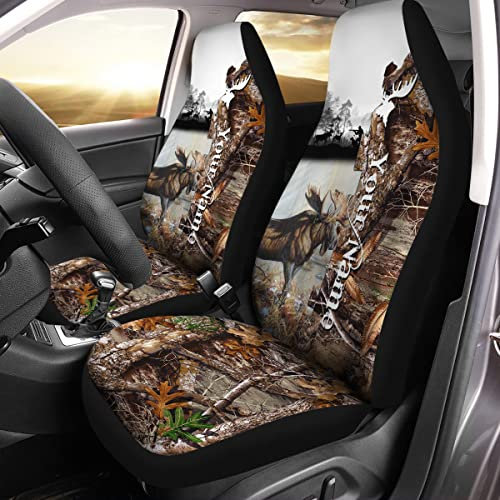 Autositzbezug Personalisiertes Namenselch-Jagd-Camouflage-Muster Autoschonbezüge Top-Qualität Innenraum Sitzschoner Für Lastwagen, Wagen, Suvs, 52X138Cm