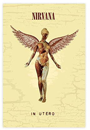 In UTERO Vintage-Album-Poster (4) Leinwand-Poster, Wandkunst, Dekoration, Bild, Gemälde für Wohnzimmer, Schlafzimmer, Dekoration, Rahmen-Stil, 20 x 30 cm