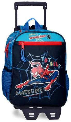 Marvel Spiderman Totally awesome Mochila Preescolar con Carro Azul 23x28x10 cms Poliéster 6,44L