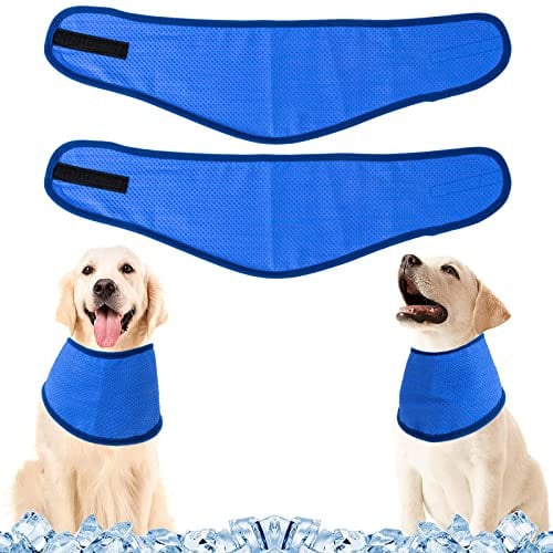 2pcs Dog Cooling Bandana Pet Ice Cool Scarf Dogs Breathable Cooling Vest Chill Out Neck Wrap Cooler Cat Ice Collar for Summer (Large (Neck Girth 16-22 inch))