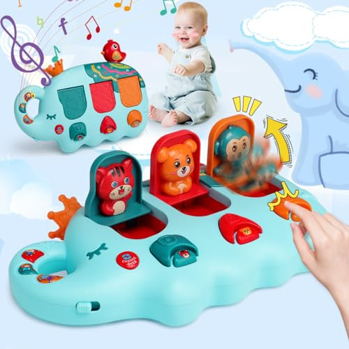 Fullware Montessori Spielzeug Baby ab 3 6 8 9 18 Monate, Tier Pop Up Spielzeug Motorikspielzeug ab 1 2 3 Jahre, Musikinstrumente für Kinder Musik Musikalische Spielzeug, Geschenke für Mädchen & Junge