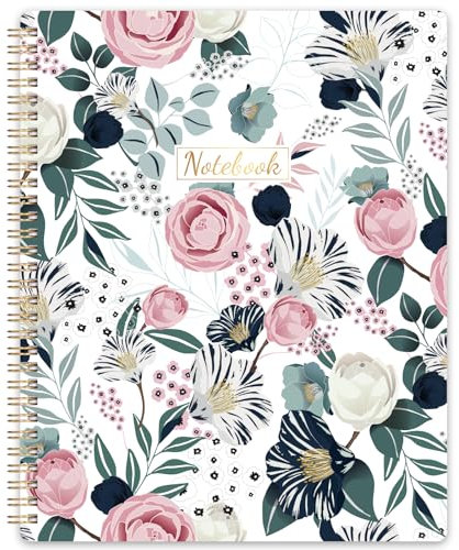 Shoparr Spiral Notebook - Notebooks Spiral Bound, A5 Size, Journal Notebook with Thick Paper & Back Pocket, 144 Pages, with Twin-Wire Binding, Journals for Women, College Ruled Notebooks - Floral