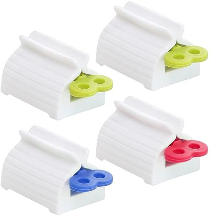 4-Piece Set of Toothpaste Squeezer, Toothpaste Roller Squeezer, Toothpaste Dispenser, Tube Squeezer, Toothpaste Press, Toothpaste Holder, Toothpaste Holder, Cosmetic Oil Squeezer (Green, Blue, Red)
