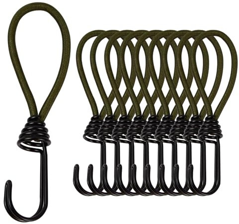 10Pcs Tendeur Elastique avec Crochet, 15cm Tendeur Caoutchouc De Bâche, Cordes Élastiques avec Crochets, Crochets d'Extenseur, Tendeurs De Fixation pour Bâche, Tente, Affiche, Filet, Camping (Vert)