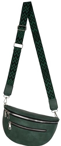 Bauchtasche Umhängetasche Crossbody-Bag Hüfttasche Kunstleder Italy-Design (Green)