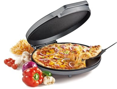 Betty Crocker Pizza Maker Plus, 12 Indoor Electric Grill, Nonstick Griddle Pan for Pizzas, Quesadillas, Tortillas, Nachos and more, 12 Electric Griddle for Delicious Meals and Snacks, Silver