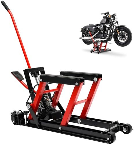 XLTEAM Cric per Moto, Sollevatore Idraulico per Moto, Tavolo Elevatore Portatile, Carico Massimo 680 kg, Altezza 110-380 mm, per Banco da Lavoro Officina
