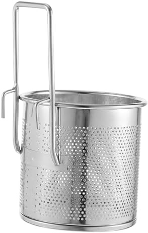 Mikinona Pasta Strainer Stainless Steel Mesh Basket with Handle Hot-Pot Hanging Basket for Vegetables and Spaghetti