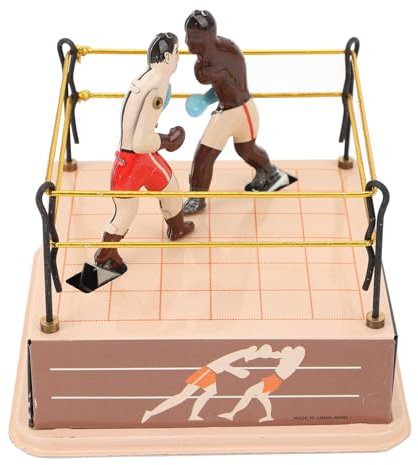 Boxspielzeug Zum Aufziehen, Boxspielzeug mit Uhrwerk, Nostalgisches Thema, Boxring, Blechspielzeug, Dekorative Vintage-Kollektion