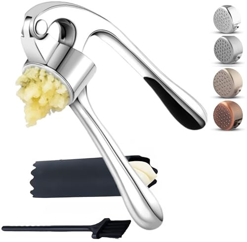 CASA KITCHEN Presse-ail de qualité supérieure - Antirouille et passe au lave-vaisselle - Outil professionnel - Facile à presser et à nettoyer avec poignée douce et ergonomique - Éplucheur d'ail et