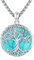 Eusense 925 Sterling Silber mit Türkis Baum Leben Anhänger Halskette Baum des Lebens Halskette Schmuck Geschenk für Frauen Mädchen