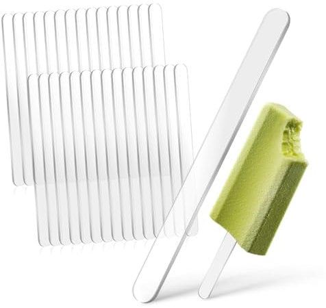 COLLBATH 30 Stück Durchsichtiges Acryl Eis Am Stiel Wiederverwendbare Cake Pop Stiele für Basteln Hausgemachte Eisriegel Selbstgemacht Desserts Lebensmittelecht Multifunktional für Küche