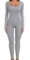 Yuson Girl Jumpsuit Damen Lang Sport Yoga Bodysuit Overall Stretch Jumpsuits Eng Quadratischer Hals Langarm Jumpsuit Einteiligem Workout Playsuits Sportkleidung Frauen Set(Hellgrau, L)