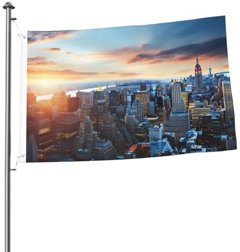 Flagge, 60 x 90 cm, doppelseitig, bedruckt, für drinnen und draußen, Banner, Urlaub, Gartenflagge, New York City Skyline, Willkommensbanner für Garten, Haus, Hof, Rasen, Dekoration, Flaggen