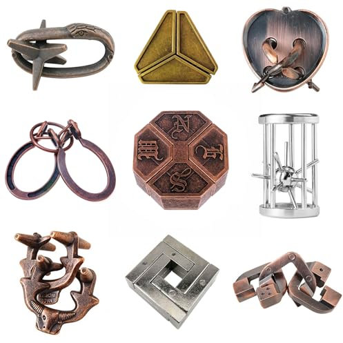 JurciCat Jeu de Puzzle en métal de 9 pièces Jeux de Casse tête pour Enfants Jeux de Casse Tete Idéal pour Les Adolescents et Les Adultes
