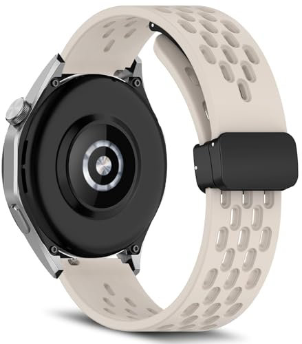 MaEiol 22mm Cinturino Silicone per Huawei Watch GT 6 Pro/GT 6/GT 5 Pro/GT 5/4 46mm /Huawei Watch 5/4 46mm /Ultimate 2, Cinturino Morbido Traspirante Sportivo Magnetica per Donna Uomo - Luce Stellare