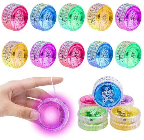 XEERUN 15 Stück LED Licht Yoyo, LED Licht Jo-Jo, Kunststoff Responsive Yoyo, Leuchten Yoyos, Kristall JoJo, für Geburtstag Party Gastgeschenk, Klassenzimmer Preise, Zufällige Farben