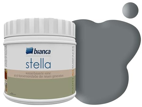 Bianca Stella Pintura para muebles premium sin lijado para cocina y baño, Gris granito, Brillante, 500ml, a base de agua, pintura acrílica para todas las superficies, madera, azulejos, metal