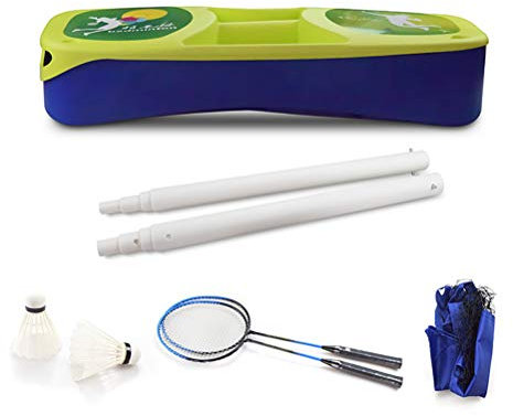 LKYLGYU Tragbares Badminton-Set mit Netz, faltbares, verstellbares Popup-Volleyballnetz mit 2 Schlägern und 2 Badmintonschlägern und Tragebox